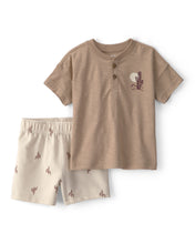 Cargar imagen en el visor de la galería, 2-Piece Desert Cactus Henley Top &amp; Short Set - Brown
