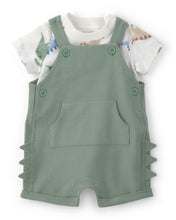 Cargar imagen en el visor de la galería, 2-Piece Dinosaur Short-Sleeve Overall Set - Green
