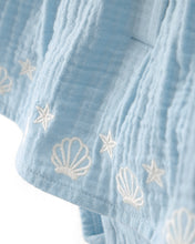 Cargar imagen en el visor de la galería, Shell Embroidered Gauze Bodysuit Dress - Blue
