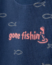 Cargar imagen en el visor de la galería, 2-Piece Fishing Waffle-Knit Bodysuit &amp; Short Set - Blue
