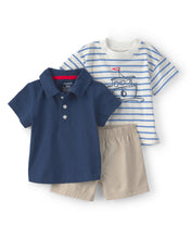 Cargar imagen en el visor de la galería, 3-Piece Nautical Short-Sleeve Tops &amp; Short Set - Blue
