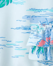 Cargar imagen en el visor de la galería, Tropical Beach Long-Sleeve Rashguard Swimsuit - Blue
