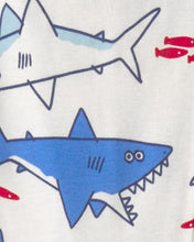 Cargar imagen en el visor de la galería, Shark 100% Cotton Snug Fit 1-Piece Pajama - Ivory/Blue
