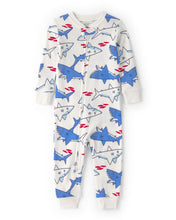 Cargar imagen en el visor de la galería, Shark 100% Cotton Snug Fit 1-Piece Pajama - Ivory/Blue
