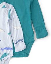 Cargar imagen en el visor de la galería, 2-Pack Whale PurelySoft Long-Sleeve Multipack Bodysuits - Blue
