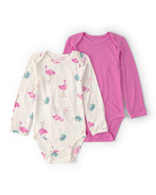 Cargar imagen en el visor de la galería, 2-Pack Flamingo PurelySoft Long-Sleeve Multipack Bodysuits - Pink/Ivory
