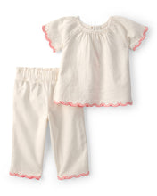 Cargar imagen en el visor de la galería, 2-Piece Linen-like Short-Sleeve Outfit Set - Cream
