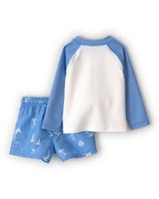 Cargar imagen en el visor de la galería, 2-Piece Shark Long-Sleeve Rashguard Swimsuit Set - Blue/White
