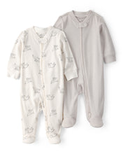 Cargar imagen en el visor de la galería, 2-Pack Elephant Sleep &amp; Play Pajamas - White/Grey
