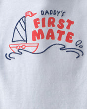 Cargar imagen en el visor de la galería, 2-Piece 'Daddy's First Mate' Boat Bodysuit &amp; Pant Set - Blue
