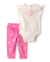 Cargar imagen en el visor de la galería, 2-Piece 'Mommy's Mini Treasure' Shell Bodysuit &amp; Pant Set - Pink/Ivory
