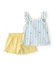 Cargar imagen en el visor de la galería, 2-Piece Lemon Striped Top &amp; Short Set - Yellow/Blue/White
