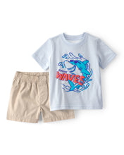 Cargar imagen en el visor de la galería, 2-Piece Shark Top &amp; Short Set - Blue/Khaki
