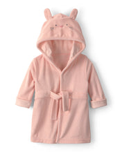 Cargar imagen en el visor de la galería, Bata de felpa francesa con capucha de conejito en  rosa
