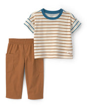 Cargar imagen en el visor de la galería, 2-Piece Striped Short-Sleeve Top &amp; Pant Set
