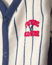 Cargar imagen en el visor de la galería, 3-Piece Baseball Striped Top &amp; Short Set - Blue/Ivory
