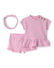 Cargar imagen en el visor de la galería, 3-Piece Top &amp; Short Set - Pink

