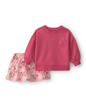 Cargar imagen en el visor de la galería, 2-Piece Apple French Terry Long-Sleeve Top &amp; Skirt Set
