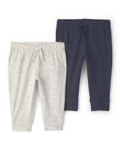 Cargar imagen en el visor de la galería, Paquete de 2 pantalones pull-on en azul marino y gris
