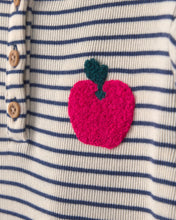 Cargar imagen en el visor de la galería, 2-Piece Apple Striped Fleece Long-Sleeve Top &amp; Pant Set - Navy Blue/Cream
