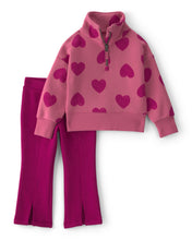 Cargar imagen en el visor de la galería, 2-Piece Heart Fleece Layering Set - Red/Pink
