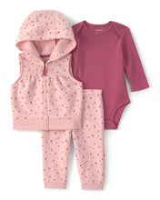 Cargar imagen en el visor de la galería, 3-Piece Heart Hooded Layering Set - Pink

