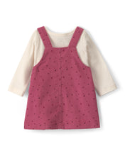 Cargar imagen en el visor de la galería, 3-Piece Heart Corduroy Long-Sleeve Dress Set - Pink/Cream
