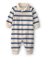 Cargar imagen en el visor de la galería, Striped French Terry Long-Sleeve Jumpsuit - Blue/Cream
