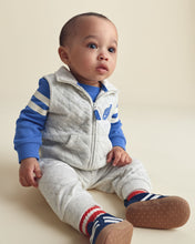 Cargar imagen en el visor de la galería, 3-Piece Varsity Quilted Layering Set - Grey/Blue
