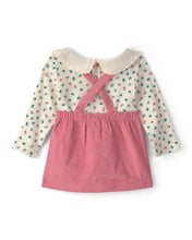 Cargar imagen en el visor de la galería, 3-Piece Floral Corduroy Long-Sleeve Dress Set - Pink/Cream
