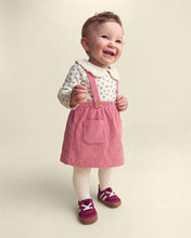 Cargar imagen en el visor de la galería, 3-Piece Floral Corduroy Long-Sleeve Dress Set - Pink/Cream

