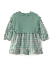 Cargar imagen en el visor de la galería, 2-Piece Checkered Flannel Long-Sleeve Dress - Green
