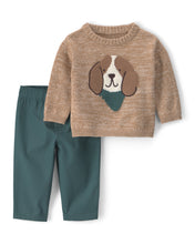 Cargar imagen en el visor de la galería, 2-Piece Dog Sweater Top &amp; Pant Set - Brown/Green
