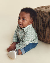 Cargar imagen en el visor de la galería, 2-Piece Plaid Flannel Long-Sleeve Top &amp; Pant Set - Green/Indigo
