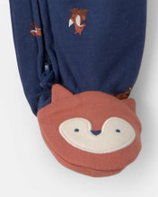 Cargar imagen en el visor de la galería, Fox 100% Cotton 2-Way Zip Sleep &amp; Play Pajamas - Navy Blue
