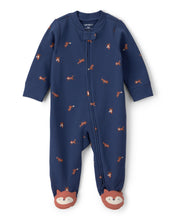 Cargar imagen en el visor de la galería, Fox 100% Cotton 2-Way Zip Sleep &amp; Play Pajamas - Navy Blue
