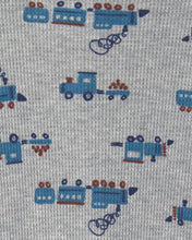 Cargar imagen en el visor de la galería, Train Cotton 2-Way Zip Thermal Sleep &amp; Play Pajamas - Grey
