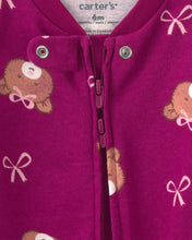 Cargar imagen en el visor de la galería, Bear 100% Cotton 2-Way Zip Sleep &amp; Play Pajamas - Purple
