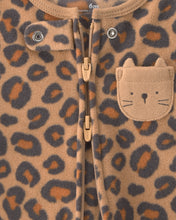 Cargar imagen en el visor de la galería, Leopard Fleece 2-Way Zip Sleep &amp; Play Pajamas - Brown
