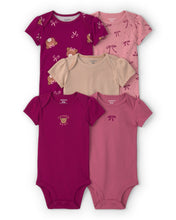 Cargar imagen en el visor de la galería, 5-Pack Teddy Bear Short-Sleeve Multipack Bodysuits - Pink/Purple
