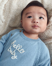 Cargar imagen en el visor de la galería, 2-Piece 'Hello Baby' Long-Sleeve Top &amp; Pant Set - Blue
