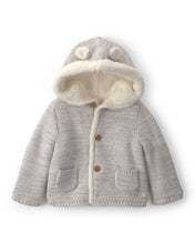 Cargar imagen en el visor de la galería, Bear Sweater Knit Hooded Jacket - Grey

