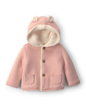 Cargar imagen en el visor de la galería, Bear Sweater Knit Hooded Jacket - Pink
