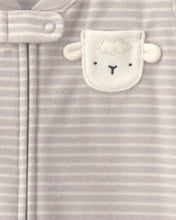 Cargar imagen en el visor de la galería, Sheep Striped Fleece Loose Fit Wearable Blanket - Grey
