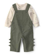 Cargar imagen en el visor de la galería, 2-Piece Dinosaur Long-Sleeve Overall Set - Olive Green
