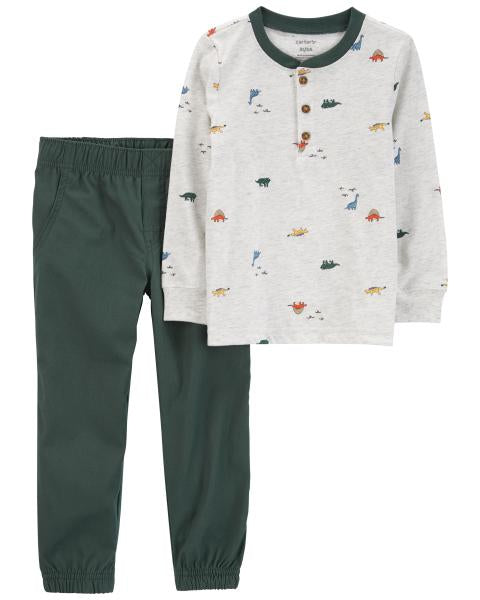 2-Piece Dinosaur Henley Tee & Jogger Set