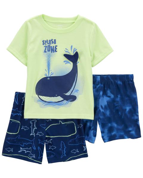 3-Piece Whale Loose Fit Pajama Set