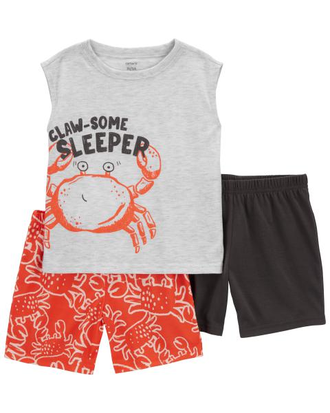 3-Piece Crab Loose Fit Pajama Set