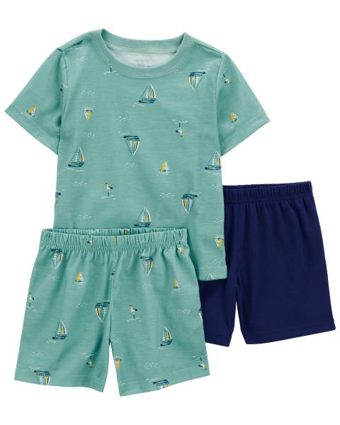 3-Piece Sailboat Loose Fit Pajama Set