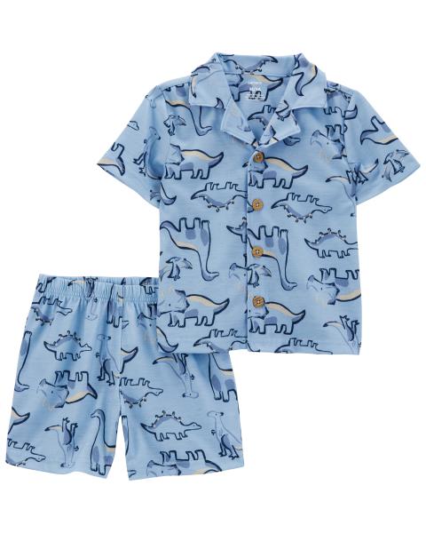 2-Piece Dinosaur Coat-Style Pajama Set